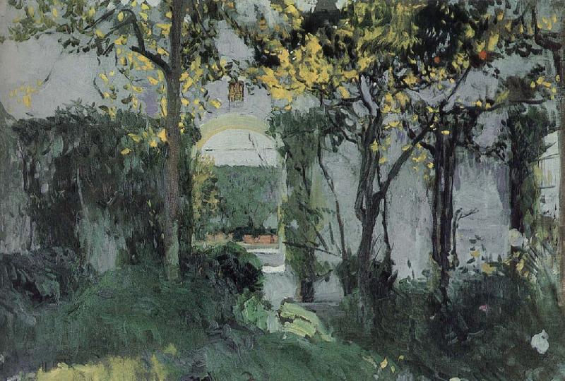 Sevilla match the old Garden, Joaquin Sorolla